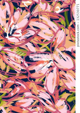 Abstract patterns and beautiful watercolor floral illustrations 132530771