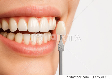 Veneer teeth dental smile tooth shade guide closeup healthy natural bright perfect white cosmetic dentistry aesthetic oral care Veneer teeth dental smile tooth shade guide closeup healthy natural bright perfect white cosmetic dentistry aesthetic oral care 132530998