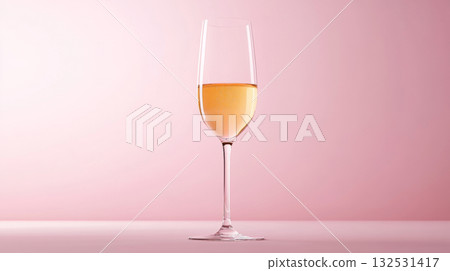 Elegant Champagne Glass with Bubbly Sparkling Wine 132531417