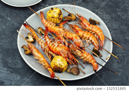 Spiced langoustines prawns and seafood. 132531895