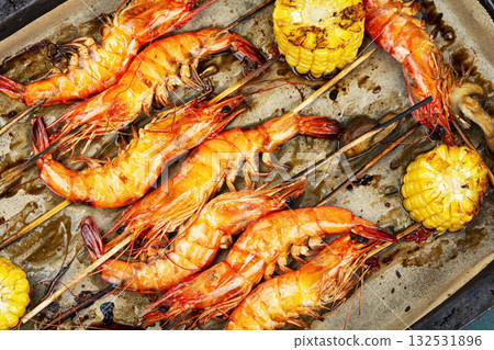 Spiced langoustines prawns and seafood. Spiced langoustines prawns and seafood. 132531896