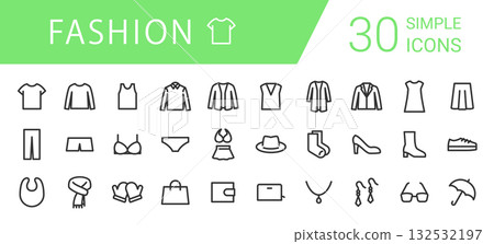時尚商品類別的簡潔圖示集 時尚商品類別的簡潔圖示集 132532197