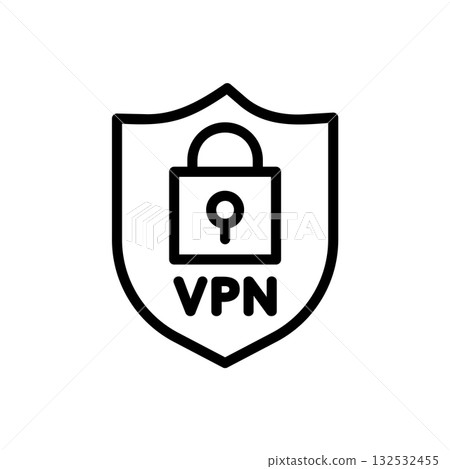 VPN icon with a shield and a lock. VPN icon with a shield and a lock. 132532455