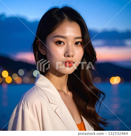 夕陽西下,站在海灘上。柔和的陽光灑下,營造出優雅寧靜的氛圍。 夕陽西下,站在海灘上。柔和的陽光灑下,營造出優雅寧靜的氛圍。 132532464