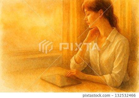 秋日午後柔和光線下的女人剪影 秋日午後柔和光線下的女人剪影 132532466