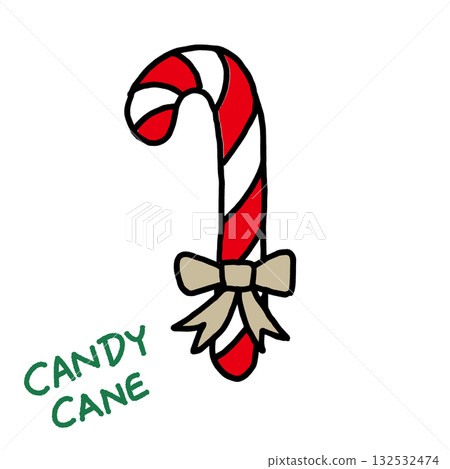 Hand drawn Christmas candy cane 132532474