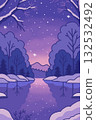 夢幻般的冬季森林水景 132532492