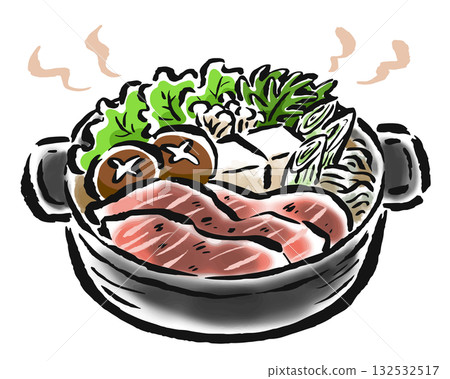 Sukiyaki brush-touch hand-drawn illustration 132532517