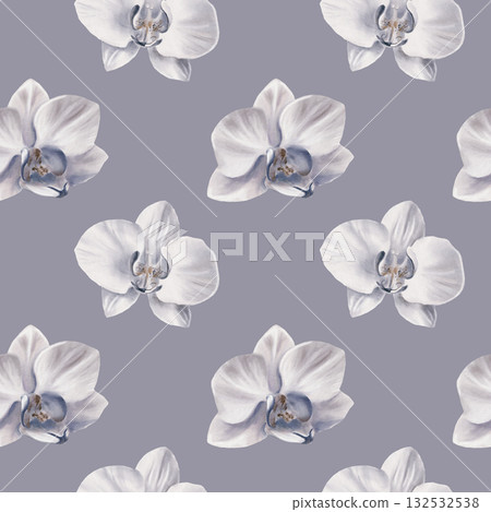 White orchid in a simple seamless pattern,symbolizing tropical vacation,innocence,tenderness, youth. Hand drawn watercolor illustration for backgroud,textile,wrapping papper White orchid in a simple seamless pattern,symbolizing tropical vacation,innocence,tenderness, youth. Hand drawn watercolor illustration for backgroud,textile,wrapping papper 132532538