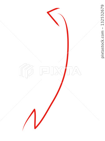 Hand-drawn red curved arrow 132532679