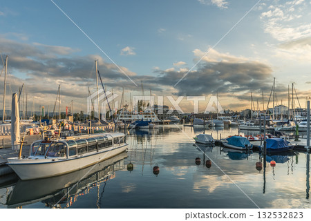 Harbor with boats in Romanshorn, Lake Constance, Canton of Thurgau, Switzerland 132532823