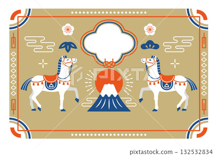 2026 Year of the Horse Horse and Mt. Fuji Japanese Modern New Year's Card Template Horizontal 2026 Year of the Horse Horse and Mt. Fuji Japanese Modern New Year's Card Template Horizontal 132532834