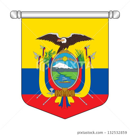 Equatorial Ecuador National Banner Symbol Hanging Equatorial Ecuador National Banner Symbol Hanging 132532859