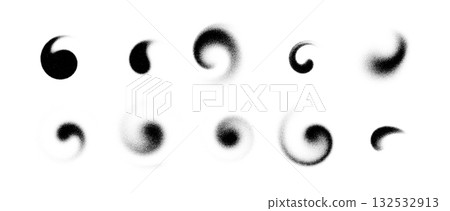 set Abstract shape swirl background with grain, gradient, and noise effects. Dots, spray, and halftone textures flow in liquid motion, creating a vintage, gritty, Y2K-inspired vector design set Abstract shape swirl background with grain, gradient, and noise effects. Dots, spray, and halftone textures flow in liquid motion, creating a vintage, gritty, Y2K-inspired vector design 132532913