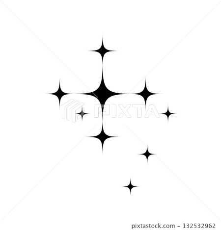 Black star halftone pattern. Abstract burst of glowing sparkle shapes on white background. Retro dotted star cluster design for comics, pop art, or decorative effects. Vector illustration Black star halftone pattern. Abstract burst of glowing sparkle shapes on white background. Retro dotted star cluster design for comics, pop art, or decorative effects. Vector illustration 132532962