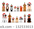 Set of borders of Christmas dogs wearing hats Set of borders of Christmas dogs wearing hats 132533013