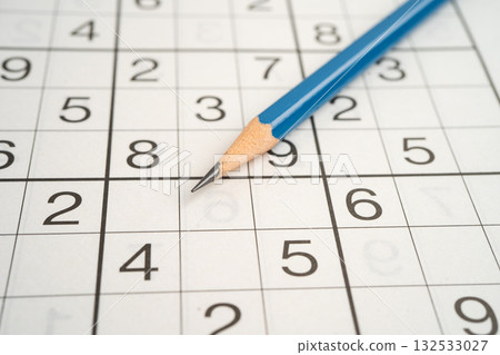 Puzzle game with pencil for practice skill. 132533027