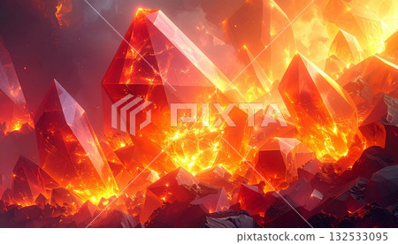 Red and orange flames and smoke on a dark background. 132533095