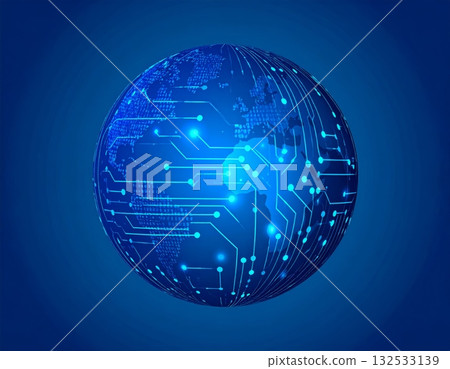 An abstract blue globe representing a global communications network. An abstract blue globe representing a global communications network. 132533139