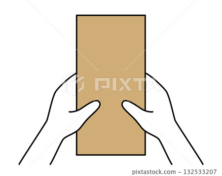 雙手拿著棕色信封的插圖 雙手拿著棕色信封的插圖 132533207
