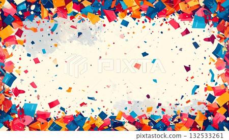 Collection of colorful party confetti patterns on white background. 132533261