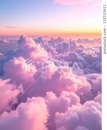 Fluffy white cumulus clouds drift lazily across a brilliant blue sky, a perfect, serene summer day Fluffy white cumulus clouds drift lazily across a brilliant blue sky, a perfect, serene summer day 132533411