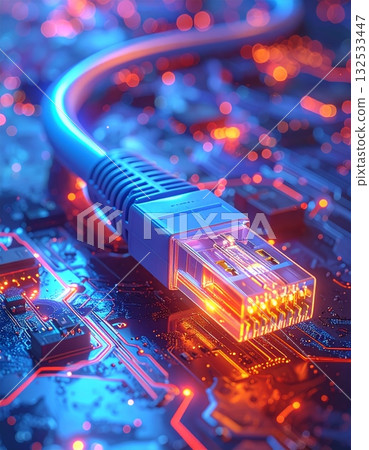 Close-up of a computer motherboard with CPU and other electronic components. Close-up of a computer motherboard with CPU and other electronic components. 132533447