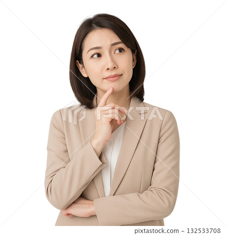 A young businesswoman thinking (realistic) A young businesswoman thinking (realistic) 132533708