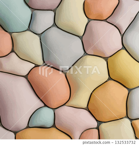 Brightly colored pebbles arranged in a decorative pattern on a smooth surface Brightly colored pebbles arranged in a decorative pattern on a smooth surface 132533732