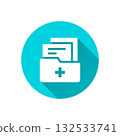 Medical folder flat icon with long shadow for graphic and web design. 132533741