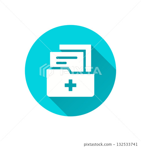 Medical folder flat icon with long shadow for graphic and web design. 132533741