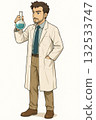 A male researcher wearing a white coat 132533747