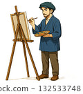 Male painter painting a landscape 132533748
