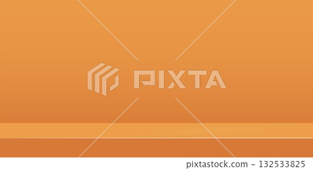 Limbo orange background. Abstract red yellow gradient backdrop. Color wall of studio, room, stand for product display or photo. Modern banner with empty place for advertising text. Vector illustration 132533825