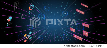 Digital data visualization with graphs and geometric shapes in a modern abstract design. Digital data visualization with graphs and geometric shapes in a modern abstract design. 132533943