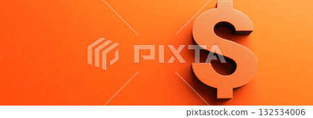Orange dollar sign sitting on an orange surface represents concepts of investment, finance, and economic growth, creating a visually striking image with copy space 132534006