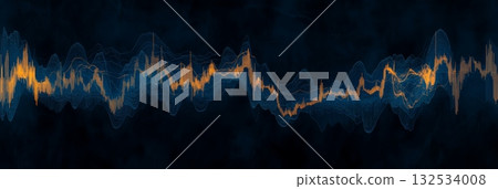 Complex bitcoin price fluctuations are visualized as a dynamic, flowing wave pattern, illuminating the volatile nature of cryptocurrency investments in the financial market 132534008