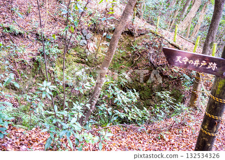 岡山縣岡山市北區金川城遺址2號城樓井的冬季景色 132534326