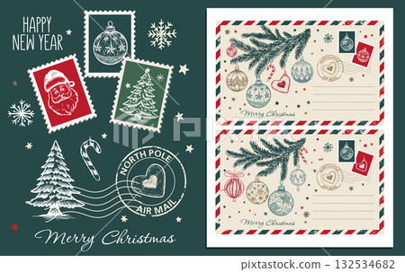 christmas, card, vector 132534682