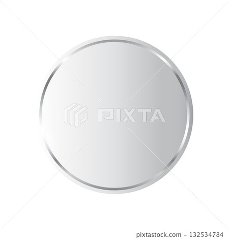 Silver round medal. Platinum metal coin. Second place award frame isolated on transparent background. Winners trophy. Blank shiny badge, label. Realistic vector illustration Silver round medal. Platinum metal coin. Second place award frame isolated on transparent background. Winners trophy. Blank shiny badge, label. Realistic vector illustration 132534784