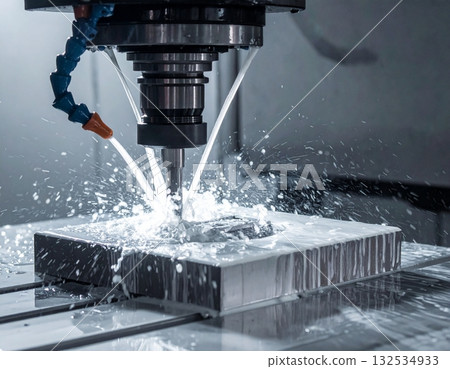 CNC milling machine processing on steel CNC milling machine processing on steel 132534933