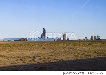 The Khantau Cement Factory, located on the vast grasslands of Kazakhstan. 132535127