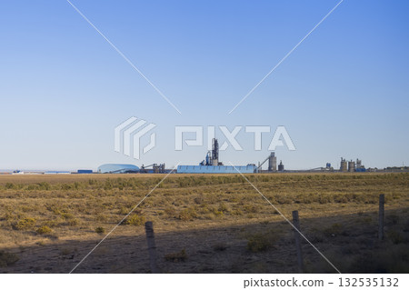 A cement factory located on the vast grasslands of Kazakhstan. Khantau, Jambyl, Kazakhstan 132535132