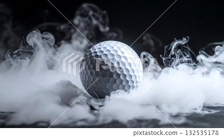 黑色背景上的煙霧和高爾夫球 黑色背景上的煙霧和高爾夫球 132535178