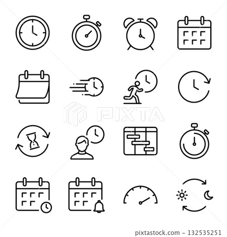 Simple icon set | Clock, calendar, schedule 132535251