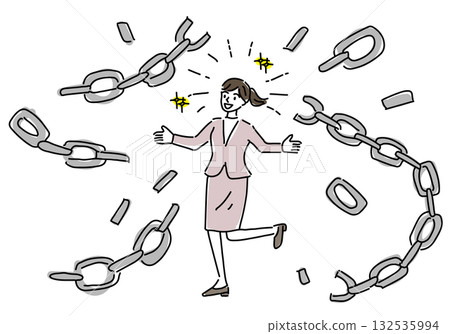 掙脫束縛的女白領形象,預示著退休和工作變動 掙脫束縛的女白領形象,預示著退休和工作變動 132535994