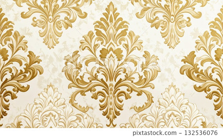 AI圖像：優雅的金色圖案背景素材 132536076