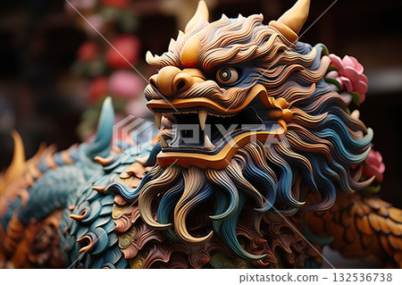 Majestic Chinese Dragon A Symbol of Power and Fortune, Capturing the Essence of Ancient Traditions in a Mesmerizing Display. created with Generative AI 132536738