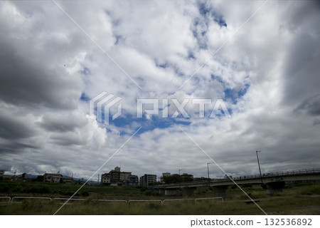 Riverbed and gaps in the clouds Riverbed and gaps in the clouds 132536892