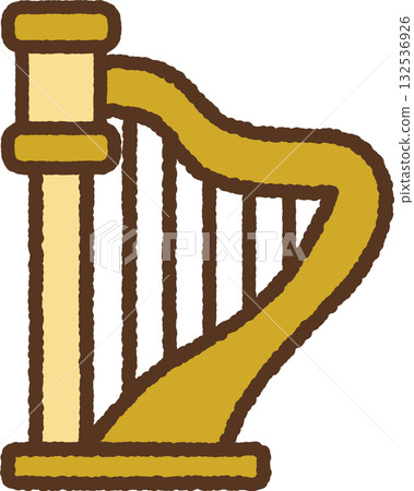 簡單的手繪圖示插圖：豎琴 132536926